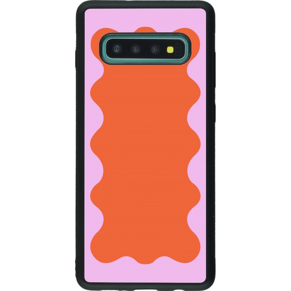 Samsung Galaxy S10+ Case Hülle - Silikon schwarz Wavy Rectangle Orange Pink