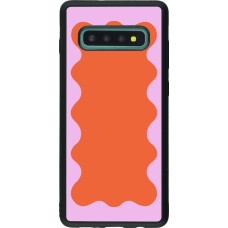Samsung Galaxy S10+ Case Hülle - Silikon schwarz Wavy Rectangle Orange Pink