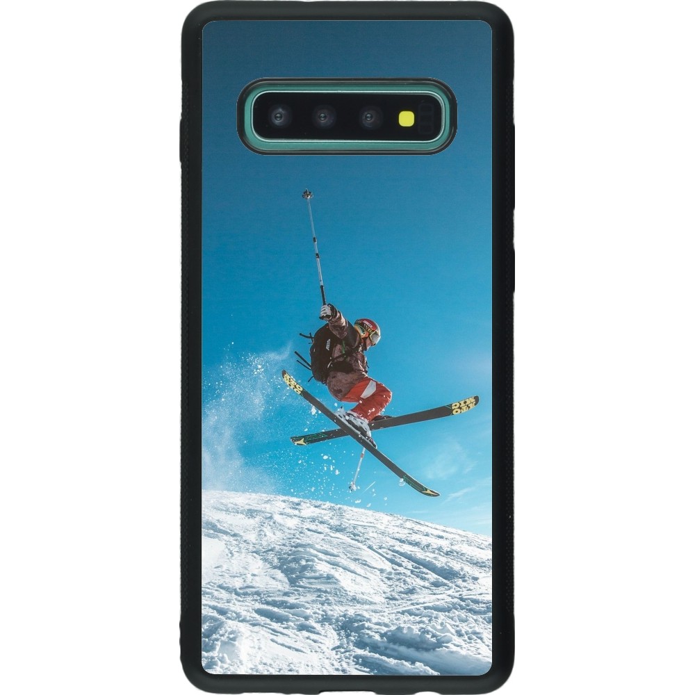 Samsung Galaxy S10+ Case Hülle - Silikon schwarz Winter 22 Ski Jump