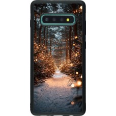 Coque Samsung Galaxy S10+ - Silicone rigide noir Winter 25 Winter snowy road