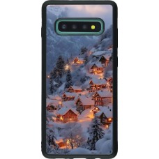 Coque Samsung Galaxy S10+ - Silicone rigide noir Winter 25 Winter snowy village
