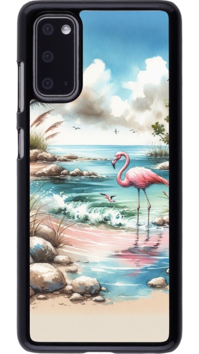 Coque Samsung Galaxy S20 - Flamant rose aquarelle