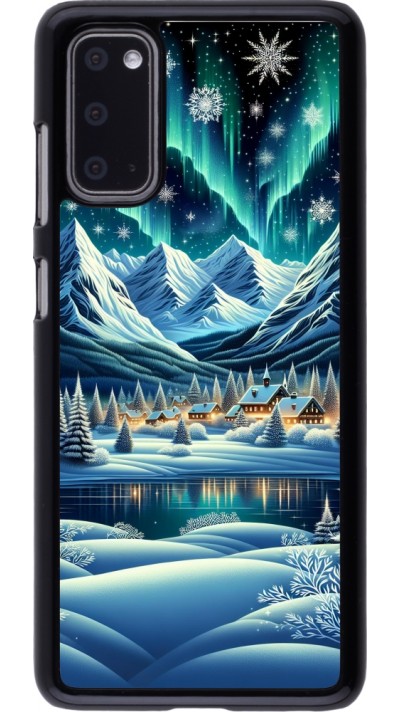 Samsung Galaxy S20 Case Hülle - Verschneites Bergdorf am See in der Nacht