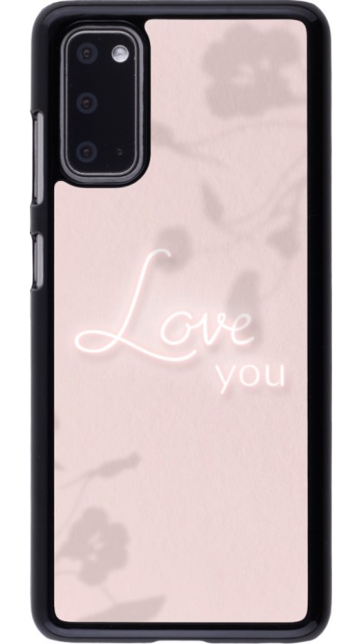 Coque Samsung Galaxy S20 - Valentine 2023 love you neon flowers shadows