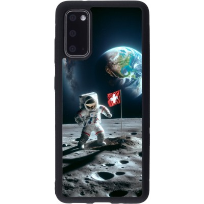 Samsung Galaxy S20 Case Hülle - Silikon schwarz Astro Schweiz auf dem Mond