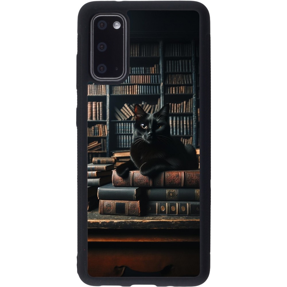 Samsung Galaxy S20 Case Hülle - Silikon schwarz Katze Bücher dunkel