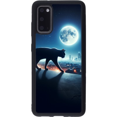 Samsung Galaxy S20 Case Hülle - Silikon schwarz Schwarze Katze unter dem Vollmond