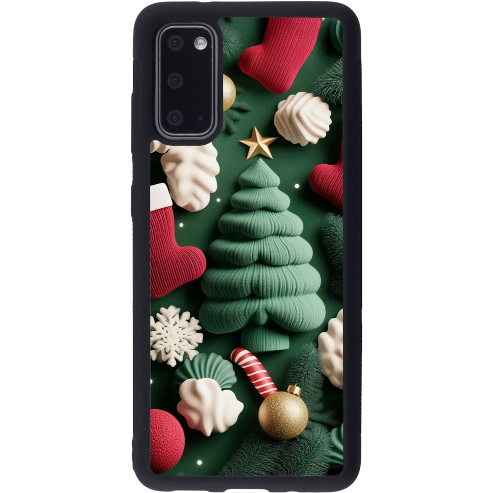 Coque Samsung Galaxy S20 - Silicone rigide noir Christmas 25 Christmas textiles