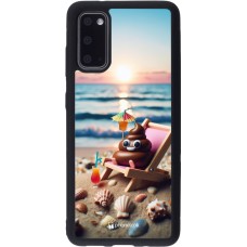 Samsung Galaxy S20 Case Hülle - Silikon schwarz Kackhaufen Emoji auf Liegestuhl