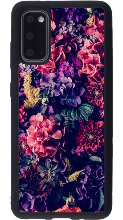 Coque Samsung Galaxy S20 - Silicone rigide noir Flowers Dark