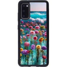 Coque Samsung Galaxy S20 - Silicone rigide noir Flower sea waves