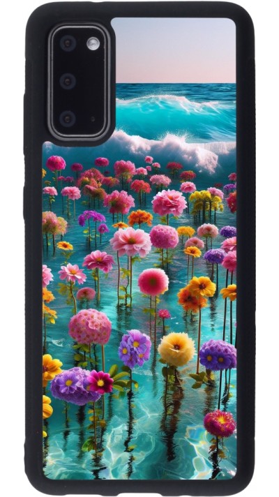 Coque Samsung Galaxy S20 - Silicone rigide noir Flower sea waves