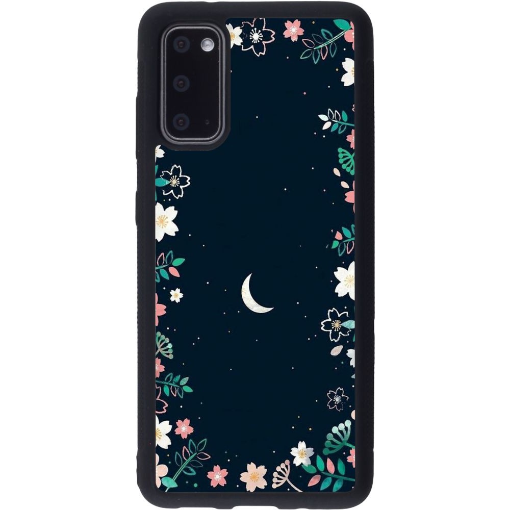 Coque Samsung Galaxy S20 - Silicone rigide noir Flowers space