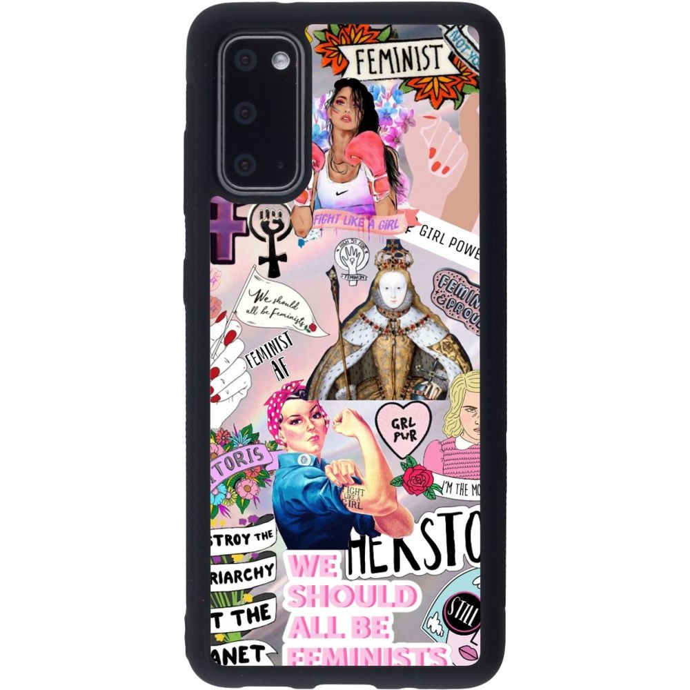 Coque Samsung Galaxy S20 - Silicone rigide noir Girl Power Collage