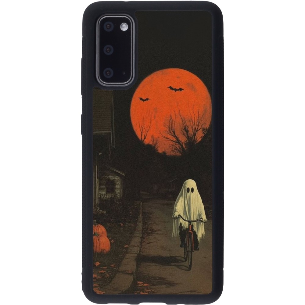 Coque Samsung Galaxy S20 - Silicone rigide noir Halloween 2025 Ghost on a bicycle
