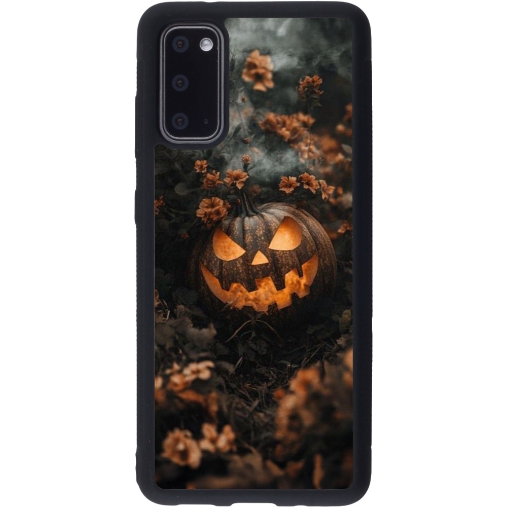 Coque Samsung Galaxy S20 - Silicone rigide noir Halloween 2025 Pumpkin with flowers