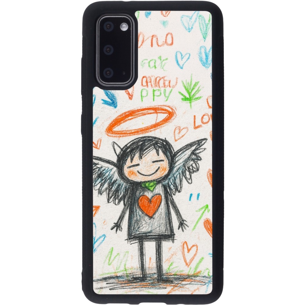 Coque Samsung Galaxy S20 - Silicone rigide noir Little Angel Sketch Love