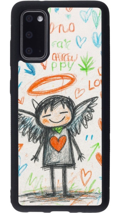Coque Samsung Galaxy S20 - Silicone rigide noir Little Angel Sketch Love