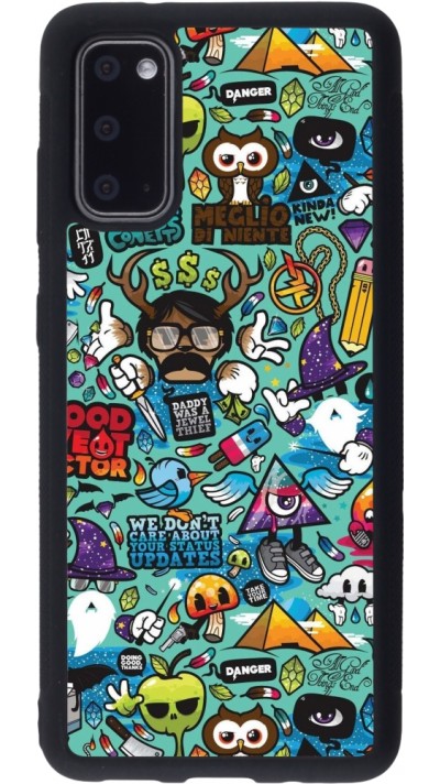 Coque Samsung Galaxy S20 - Silicone rigide noir Mixed Cartoons Turquoise