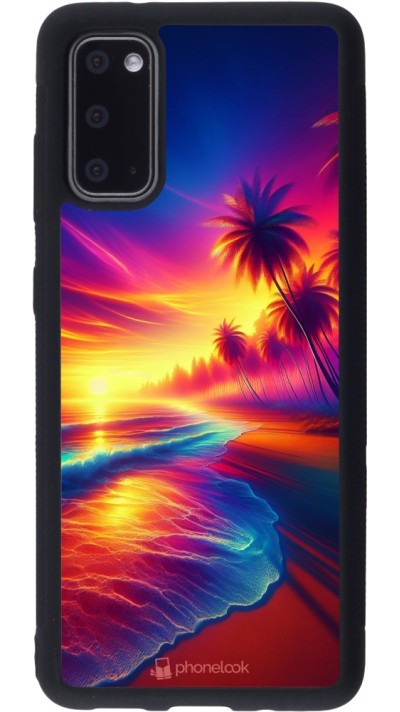 Samsung Galaxy S20 Case Hülle - Silikon schwarz Strand Sonnenuntergang auffällig