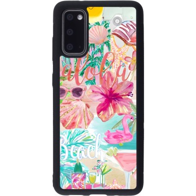 Coque Samsung Galaxy S20 - Silicone rigide noir Preppy Collage Aloha