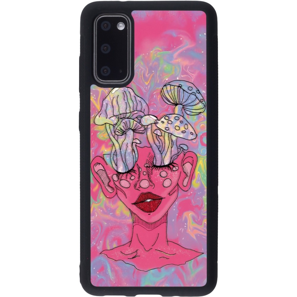 Coque Samsung Galaxy S20 - Silicone rigide noir Psychedelic pink mushroom