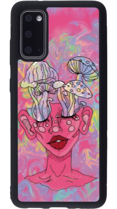 Coque Samsung Galaxy S20 - Silicone rigide noir Psychedelic pink mushroom