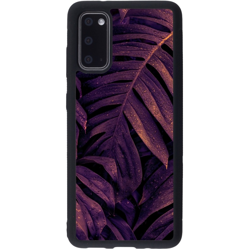 Samsung Galaxy S20 Case Hülle - Silikon schwarz Purple Light Leaves