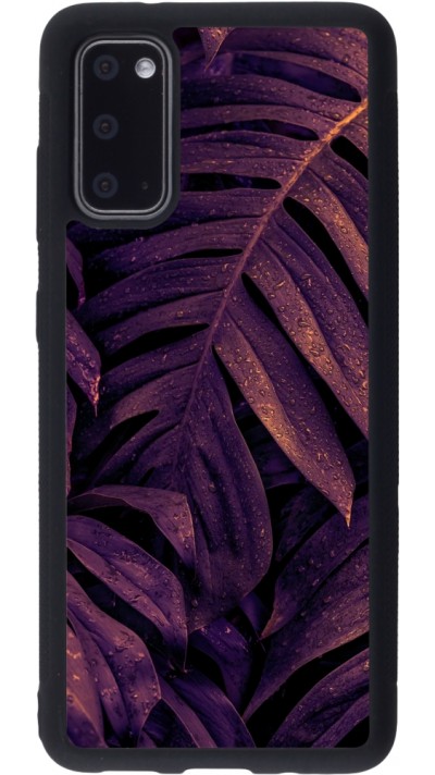 Samsung Galaxy S20 Case Hülle - Silikon schwarz Purple Light Leaves