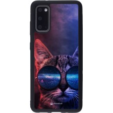 Coque Samsung Galaxy S20 - Silicone rigide noir Red Blue Cat Glasses