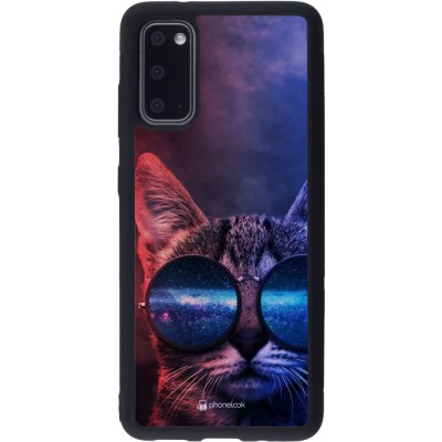 Hülle Samsung Galaxy S20 - Silikon schwarz Red Blue Cat Glasses