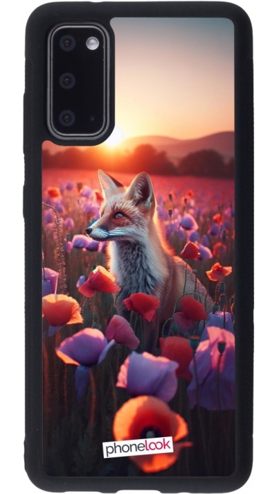 Samsung Galaxy S20 Case Hülle - Silikon schwarz Purpurroter Fuchs bei Dammerung