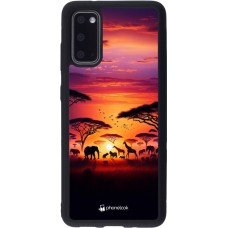 Samsung Galaxy S20 Case Hülle - Silikon schwarz Safari Sonnenuntergang Wildtiere