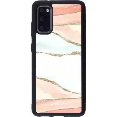 Coque Samsung Galaxy S20 - Silicone rigide noir Shimmering Orange