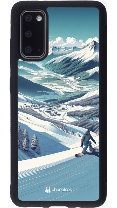Samsung Galaxy S20 Case Hülle - Silikon schwarz Snowboarder Berg