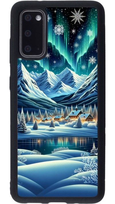 Coque Samsung Galaxy S20 - Silicone rigide noir Snowy Mountain Village Lake night