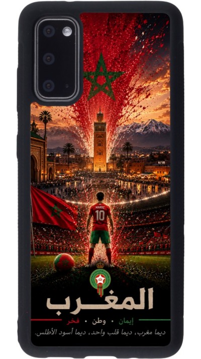 Coque Samsung Galaxy S20 - Silicone rigide noir Football Maroc splash 2026