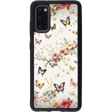 Coque Samsung Galaxy S20 - Silicone rigide noir Spring 25 Papillons Légers