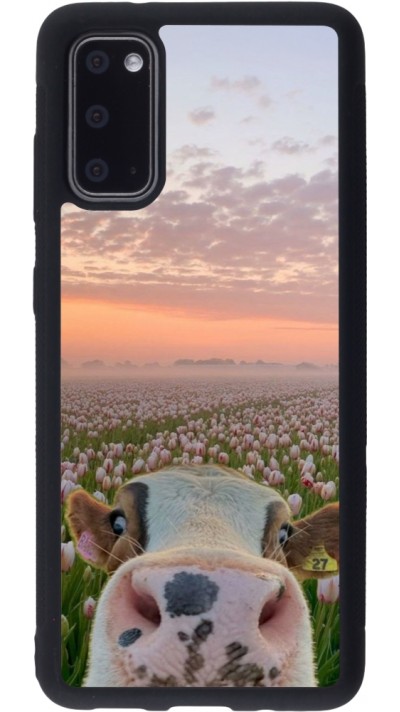 Coque Samsung Galaxy S20 - Silicone rigide noir Cow with tulips 2026