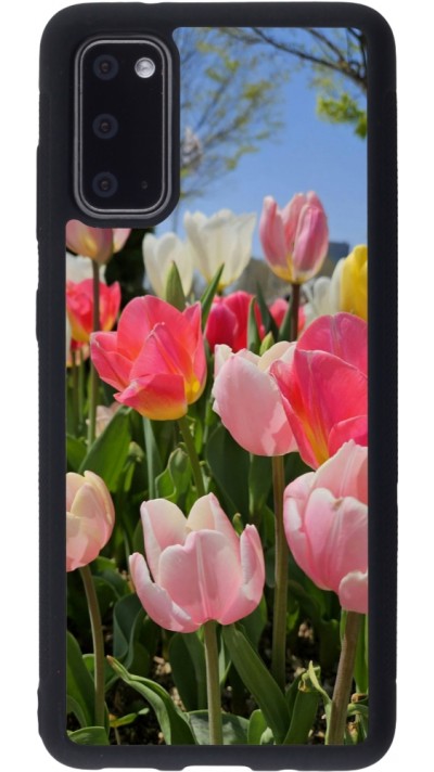 Coque Samsung Galaxy S20 - Silicone rigide noir Tulips 2026