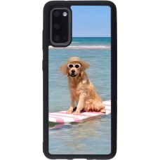 Samsung Galaxy S20 Case Hülle - Silikon schwarz Summer Dog on Paddle