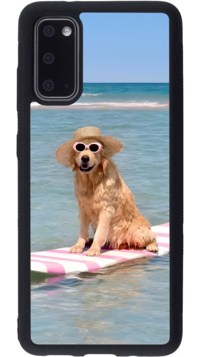 Samsung Galaxy S20 Case Hülle - Silikon schwarz Summer Dog on Paddle