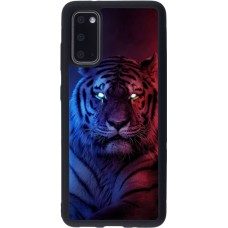 Coque Samsung Galaxy S20 - Silicone rigide noir Tiger Blue Red