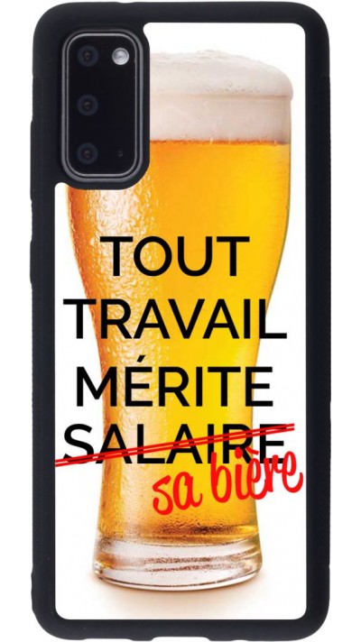 Coque Samsung Galaxy S20 - Silicone rigide noir Tout travail mérite sa bière