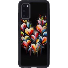 Coque Samsung Galaxy S20 - Silicone rigide noir Valentine 2024 Coeur Noir Abstrait