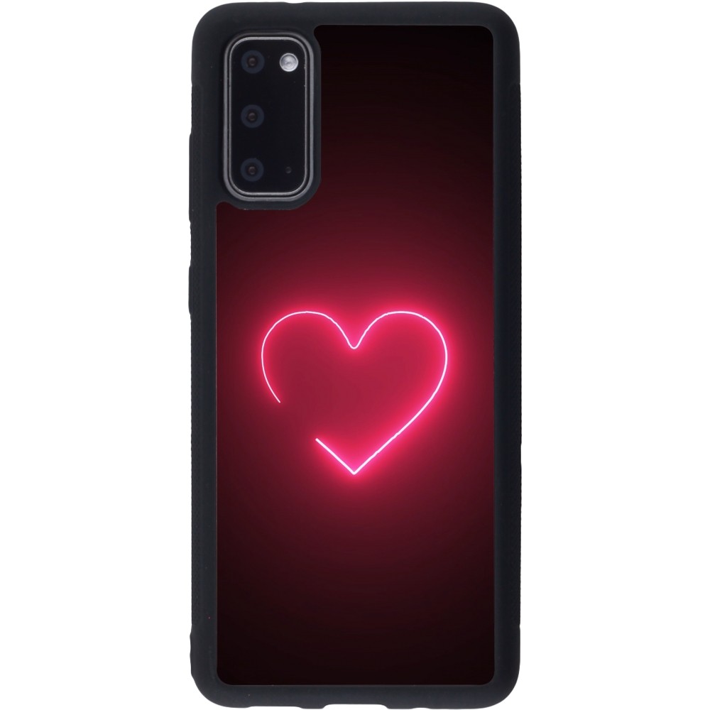Samsung Galaxy S20 Case Hülle - Silikon schwarz Valentine 2023 single neon heart