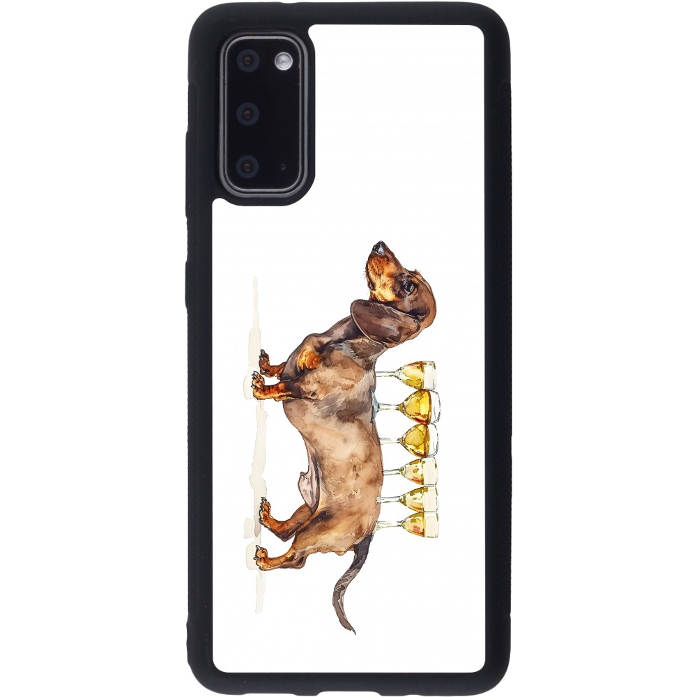 Samsung Galaxy S20 Case Hülle - Silikon schwarz Wine Teckel