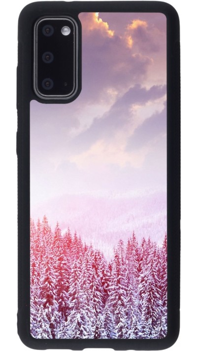 Coque Samsung Galaxy S20 - Silicone rigide noir Winter 22 Pink Forest