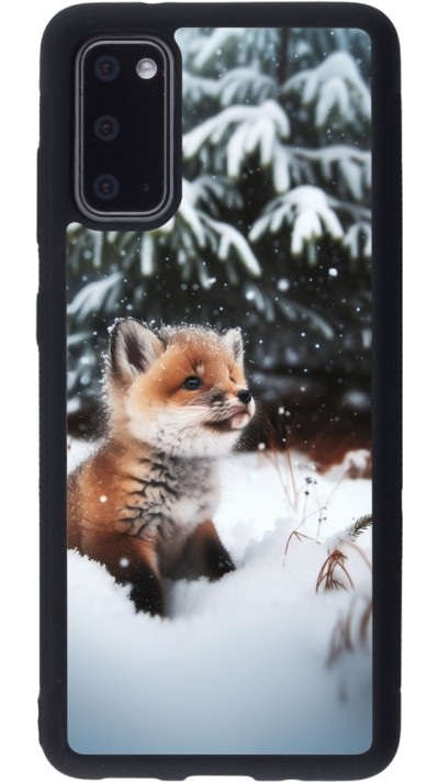 Coque Samsung Galaxy S20 - Silicone rigide noir Noël 2023 Renardeau sapin