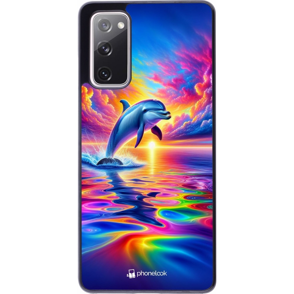 Samsung Galaxy S20 FE 5G Case Hülle - Glücklicher Regenbogen-Delfin